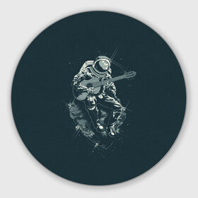 Коврик круглый с принтом Астронавт в Тюмени, резина и полиэстер | круглая форма, изображение наносится на всю лицевую часть | music | гитара | звезды | космонавт | космос | музыка