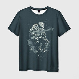 Мужская футболка 3D с принтом Астронавт в Тюмени, 100% полиэфир | прямой крой, круглый вырез горловины, длина до линии бедер | Тематика изображения на принте: music | гитара | звезды | космонавт | космос | музыка