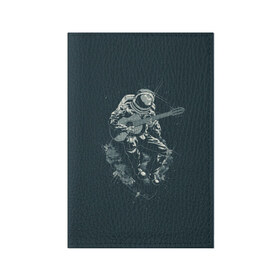 Обложка для паспорта матовая кожа с принтом Астронавт в Тюмени, натуральная матовая кожа | размер 19,3 х 13,7 см; прозрачные пластиковые крепления | music | гитара | звезды | космонавт | космос | музыка