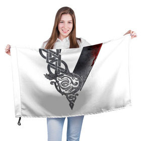 Флаг 3D с принтом Викинги в Тюмени, 100% полиэстер | плотность ткани — 95 г/м2, размер — 67 х 109 см. Принт наносится с одной стороны | viking | vikings | вальхалла | викинги