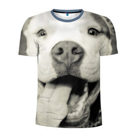 Мужская футболка 3D спортивная с принтом Пит-буль в Тюмени, 100% полиэстер с улучшенными характеристиками | приталенный силуэт, круглая горловина, широкие плечи, сужается к линии бедра | амстафф | буль | пес | песик | питбули | питбуль | собака | собаки | стафф | терьер