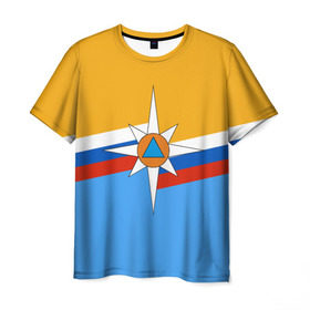 Мужская футболка 3D с принтом МЧС в Тюмени, 100% полиэфир | прямой крой, круглый вырез горловины, длина до линии бедер | мчс