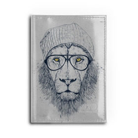 Обложка для автодокументов с принтом Cool Lion в Тюмени, натуральная кожа |  размер 19,9*13 см; внутри 4 больших “конверта” для документов и один маленький отдел — туда идеально встанут права | красивый | крутой | лев | львица | очки | рисунок | узор