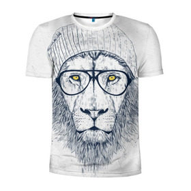Мужская футболка 3D спортивная с принтом Cool Lion в Тюмени, 100% полиэстер с улучшенными характеристиками | приталенный силуэт, круглая горловина, широкие плечи, сужается к линии бедра | красивый | крутой | лев | львица | очки | рисунок | узор
