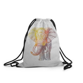 Рюкзак-мешок 3D с принтом Solar Elephant в Тюмени, 100% полиэстер | плотность ткани — 200 г/м2, размер — 35 х 45 см; лямки — толстые шнурки, застежка на шнуровке, без карманов и подкладки | Тематика изображения на принте: красивый | крутой | рисунок | слон | узор