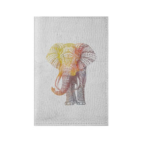 Обложка для паспорта матовая кожа с принтом Solar Elephant в Тюмени, натуральная матовая кожа | размер 19,3 х 13,7 см; прозрачные пластиковые крепления | Тематика изображения на принте: красивый | крутой | рисунок | слон | узор