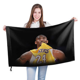 Флаг 3D с принтом Kobe Bryant в Тюмени, 100% полиэстер | плотность ткани — 95 г/м2, размер — 67 х 109 см. Принт наносится с одной стороны | kobe bryant | lakers | los angeles lakers | nba. | баскетбол | баскетболист | коби брайант | лайкерс | лос анджелес лейкерс | нба