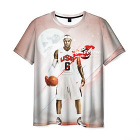 Мужская футболка 3D с принтом LeBron James в Тюмени, 100% полиэфир | прямой крой, круглый вырез горловины, длина до линии бедер | Тематика изображения на принте: cleveland cavaliers | lebron james | nba. | баскетбол | баскетболист | джеймс леброн | кливленд кавальерс | нба