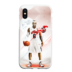 Чехол для iPhone XS Max матовый с принтом LeBron James в Тюмени, Силикон | Область печати: задняя сторона чехла, без боковых панелей | Тематика изображения на принте: cleveland cavaliers | lebron james | nba. | баскетбол | баскетболист | джеймс леброн | кливленд кавальерс | нба