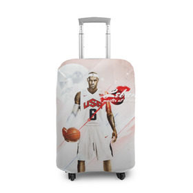 Чехол для чемодана 3D с принтом LeBron James в Тюмени, 86% полиэфир, 14% спандекс | двустороннее нанесение принта, прорези для ручек и колес | cleveland cavaliers | lebron james | nba. | баскетбол | баскетболист | джеймс леброн | кливленд кавальерс | нба