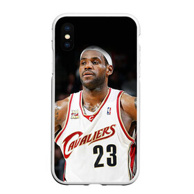 Чехол для iPhone XS Max матовый с принтом LeBron James в Тюмени, Силикон | Область печати: задняя сторона чехла, без боковых панелей | Тематика изображения на принте: cleveland cavaliers | lebron james | nba. | баскетбол | баскетболист | джеймс леброн | кливленд кавальерс | нба