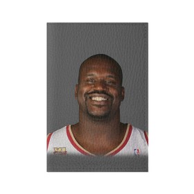 Обложка для паспорта матовая кожа с принтом Shaquille O`Neal в Тюмени, натуральная матовая кожа | размер 19,3 х 13,7 см; прозрачные пластиковые крепления | Тематика изображения на принте: shaquille oneal | баскетболист | нба | шакил онил