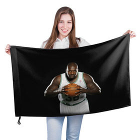 Флаг 3D с принтом Shaquille O`Neal в Тюмени, 100% полиэстер | плотность ткани — 95 г/м2, размер — 67 х 109 см. Принт наносится с одной стороны | shaquille oneal | баскетболист | нба | шакил онил