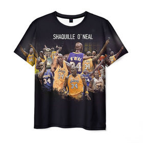 Мужская футболка 3D с принтом Shaquille O`Neal в Тюмени, 100% полиэфир | прямой крой, круглый вырез горловины, длина до линии бедер | shaquille oneal | баскетболист | нба | шакил онил
