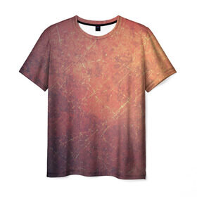 Мужская футболка 3D с принтом Космические пятна в Тюмени, 100% полиэфир | прямой крой, круглый вырез горловины, длина до линии бедер | кометы | космос | оранжевый | пятна | текстура | царапины