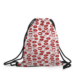 Рюкзак-мешок 3D с принтом KISS в Тюмени, 100% полиэстер | плотность ткани — 200 г/м2, размер — 35 х 45 см; лямки — толстые шнурки, застежка на шнуровке, без карманов и подкладки | kiss | влюбленным | губы | поцелуи