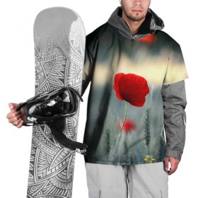 Накидка на куртку 3D с принтом Алый мак в Тюмени, 100% полиэстер |  | Тематика изображения на принте: алый | красный | лепестки | мак | прикольные картинки | цветочки | цветы