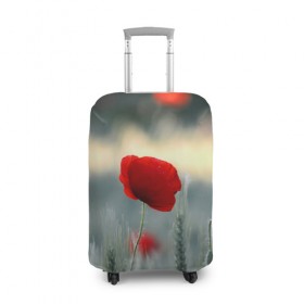 Чехол для чемодана 3D с принтом Алый мак в Тюмени, 86% полиэфир, 14% спандекс | двустороннее нанесение принта, прорези для ручек и колес | алый | красный | лепестки | мак | прикольные картинки | цветочки | цветы