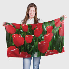Флаг 3D с принтом Тюльпаны в Тюмени, 100% полиэстер | плотность ткани — 95 г/м2, размер — 67 х 109 см. Принт наносится с одной стороны | 