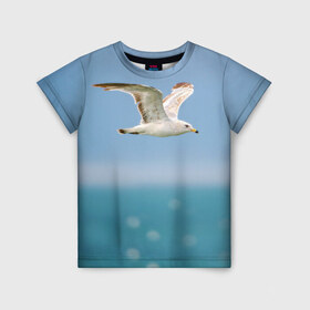 Детская футболка 3D с принтом Чайка в Тюмени, 100% гипоаллергенный полиэфир | прямой крой, круглый вырез горловины, длина до линии бедер, чуть спущенное плечо, ткань немного тянется | вода | море | пернатые | природа | простор | птица | свобода | солнце | чайка