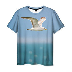 Мужская футболка 3D с принтом Чайка в Тюмени, 100% полиэфир | прямой крой, круглый вырез горловины, длина до линии бедер | вода | море | пернатые | природа | простор | птица | свобода | солнце | чайка