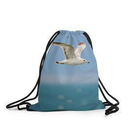 Рюкзак-мешок 3D с принтом Чайка в Тюмени, 100% полиэстер | плотность ткани — 200 г/м2, размер — 35 х 45 см; лямки — толстые шнурки, застежка на шнуровке, без карманов и подкладки | вода | море | пернатые | природа | простор | птица | свобода | солнце | чайка