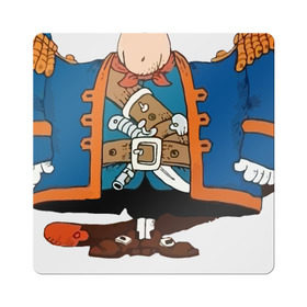 Магнит виниловый Квадрат с принтом Капитан Смоллетт в Тюмени, полимерный материал с магнитным слоем | размер 9*9 см, закругленные углы | Тематика изображения на принте: капитан | остров | смоллетт | сокровищ