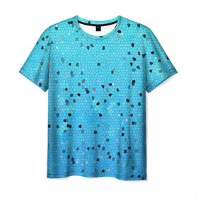 Мужская футболка 3D с принтом Синий узор в Тюмени, 100% полиэфир | прямой крой, круглый вырез горловины, длина до линии бедер | абстракция | арт | мозайка | рисунок | синий | текстура | узоры