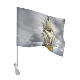 Флаг для автомобиля с принтом Корабль в Тюмени, 100% полиэстер | Размер: 30*21 см | вода | корабль | море | небо | океан | плавание