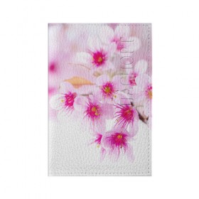 Обложка для паспорта матовая кожа с принтом Цветы в Тюмени, натуральная матовая кожа | размер 19,3 х 13,7 см; прозрачные пластиковые крепления | Тематика изображения на принте: женская | природа | растения | розовый | цветок | цветы