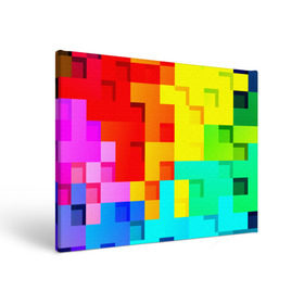 Холст прямоугольный с принтом Pixel-Fon в Тюмени, 100% ПВХ |  | кубики | пиксель | разноцветный | текстура | яркий