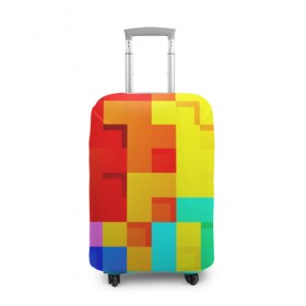 Чехол для чемодана 3D с принтом Pixel-Fon в Тюмени, 86% полиэфир, 14% спандекс | двустороннее нанесение принта, прорези для ручек и колес | кубики | пиксель | разноцветный | текстура | яркий