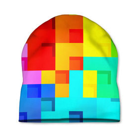 Шапка 3D с принтом Pixel-Fon в Тюмени, 100% полиэстер | универсальный размер, печать по всей поверхности изделия | кубики | пиксель | разноцветный | текстура | яркий