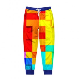 Мужские брюки 3D с принтом Pixel-Fon в Тюмени, 100% полиэстер | манжеты по низу, эластичный пояс регулируется шнурком, по бокам два кармана без застежек, внутренняя часть кармана из мелкой сетки | кубики | пиксель | разноцветный | текстура | яркий