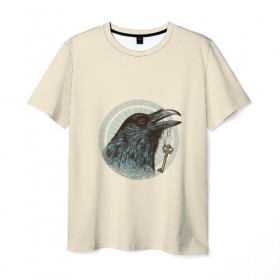 Мужская футболка 3D с принтом Ворон в Тюмени, 100% полиэфир | прямой крой, круглый вырез горловины, длина до линии бедер | animal | animals | crow | ворон | животное | животные