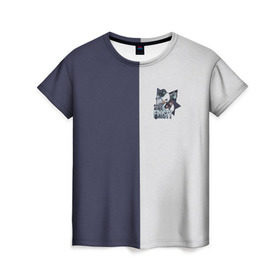 Женская футболка 3D с принтом Stay Frosty 2 в Тюмени, 100% полиэфир ( синтетическое хлопкоподобное полотно) | прямой крой, круглый вырез горловины, длина до линии бедер | community stickers | counter strike | cs | cs go | будь начеку | снеговик