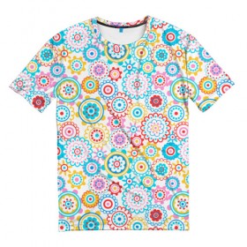Мужская футболка 3D с принтом Нежный узор в Тюмени, 100% полиэфир | прямой крой, круглый вырез горловины, длина до линии бедер | линии | орнамент | прикольные картинки | узор | цвет | цветы