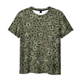Мужская футболка 3D с принтом Камуфляж с буквами в Тюмени, 100% полиэфир | прямой крой, круглый вырез горловины, длина до линии бедер | камуфляж