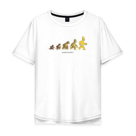 Мужская футболка хлопок Oversize с принтом Эволюция Гомера в Тюмени, 100% хлопок | свободный крой, круглый ворот, “спинка” длиннее передней части | homer simpson | the simpsons | гомер | симпсоны | эволюция