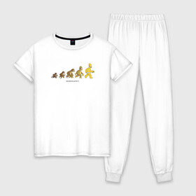 Женская пижама хлопок с принтом Эволюция Гомера в Тюмени, 100% хлопок | брюки и футболка прямого кроя, без карманов, на брюках мягкая резинка на поясе и по низу штанин | homer simpson | the simpsons | гомер | симпсоны | эволюция