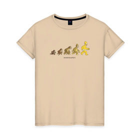 Женская футболка хлопок с принтом Эволюция Гомера в Тюмени, 100% хлопок | прямой крой, круглый вырез горловины, длина до линии бедер, слегка спущенное плечо | homer simpson | the simpsons | гомер | симпсоны | эволюция