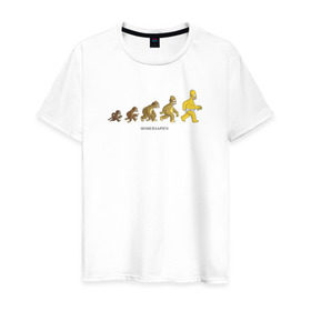 Мужская футболка хлопок с принтом Эволюция Гомера в Тюмени, 100% хлопок | прямой крой, круглый вырез горловины, длина до линии бедер, слегка спущенное плечо. | homer simpson | the simpsons | гомер | симпсоны | эволюция