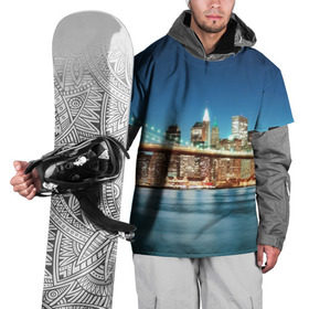 Накидка на куртку 3D с принтом Огни ночного города в Тюмени, 100% полиэстер |  | америка | город | европа | китай | красота | новинки | ночь | огонь | пейзаж | свет