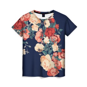 Женская футболка 3D с принтом Fashion flowers в Тюмени, 100% полиэфир ( синтетическое хлопкоподобное полотно) | прямой крой, круглый вырез горловины, длина до линии бедер | Тематика изображения на принте: fashion | flower | мода | фэшн | цветы