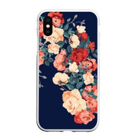 Чехол силиконовый для Apple iPhone XS Max матовый NEW с принтом Fashion flowers в Тюмени, Силикон | Область печати: задняя сторона чехла, без боковых панелей | fashion | flower | мода | фэшн | цветы