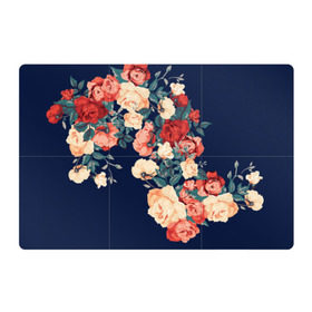 Магнитный плакат 3Х2 с принтом Fashion flowers в Тюмени, Полимерный материал с магнитным слоем | 6 деталей размером 9*9 см | Тематика изображения на принте: fashion | flower | мода | фэшн | цветы
