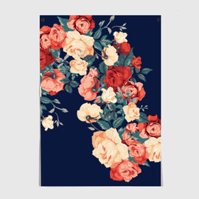 Постер с принтом Fashion flowers в Тюмени, 100% бумага
 | бумага, плотность 150 мг. Матовая, но за счет высокого коэффициента гладкости имеет небольшой блеск и дает на свету блики, но в отличии от глянцевой бумаги не покрыта лаком | fashion | flower | мода | фэшн | цветы