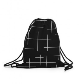 Рюкзак-мешок 3D с принтом Geometric (2) в Тюмени, 100% полиэстер | плотность ткани — 200 г/м2, размер — 35 х 45 см; лямки — толстые шнурки, застежка на шнуровке, без карманов и подкладки | geometric | белый | геометрик | линии | текстура | чёрный