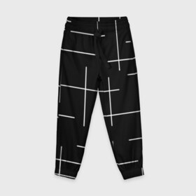 Детские брюки 3D с принтом Geometric (2) в Тюмени, 100% полиэстер | манжеты по низу, эластичный пояс регулируется шнурком, по бокам два кармана без застежек, внутренняя часть кармана из мелкой сетки | geometric | белый | геометрик | линии | текстура | чёрный