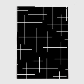 Постер с принтом Geometric (2) в Тюмени, 100% бумага
 | бумага, плотность 150 мг. Матовая, но за счет высокого коэффициента гладкости имеет небольшой блеск и дает на свету блики, но в отличии от глянцевой бумаги не покрыта лаком | geometric | белый | геометрик | линии | текстура | чёрный